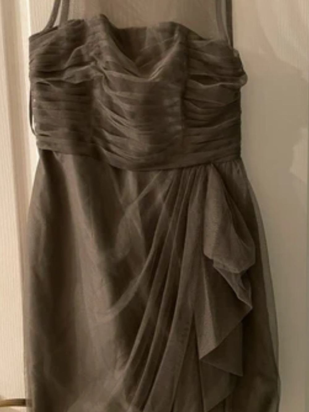 WHIT Strapless Ruched Taupe Cocktail Dress